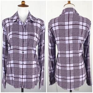 Equipment Button Front Blouse Top Long Sleeve Viscose Career Size Small Purple